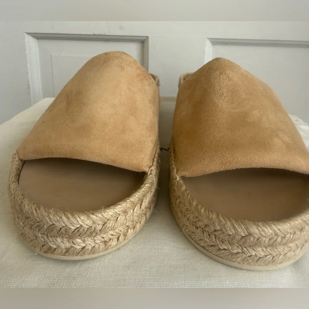 Vince Suede Tan Espadrille Platform Slides NWOT Size 8 - Picture 7 of 10